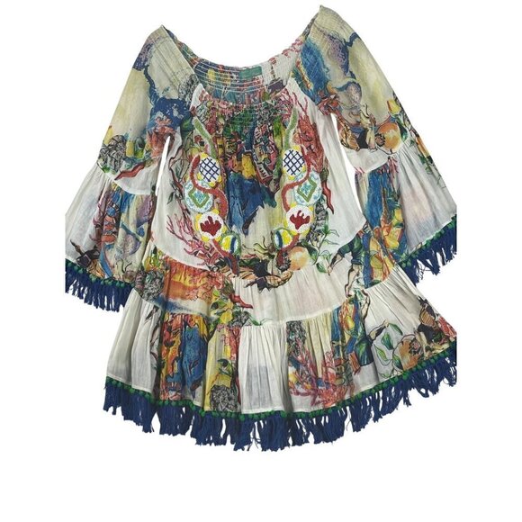 Antica Santoria women's flouncy top one size beautiful colors vacation cruise - Picture 2 of 16